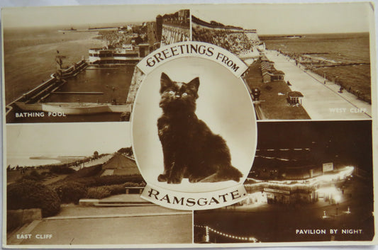 Vintage Postcard of Greetings from Ramsgate, Multiview Postcard, 1954