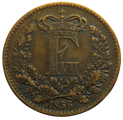 1856 Denmark Skilling Rigsmont Coin
