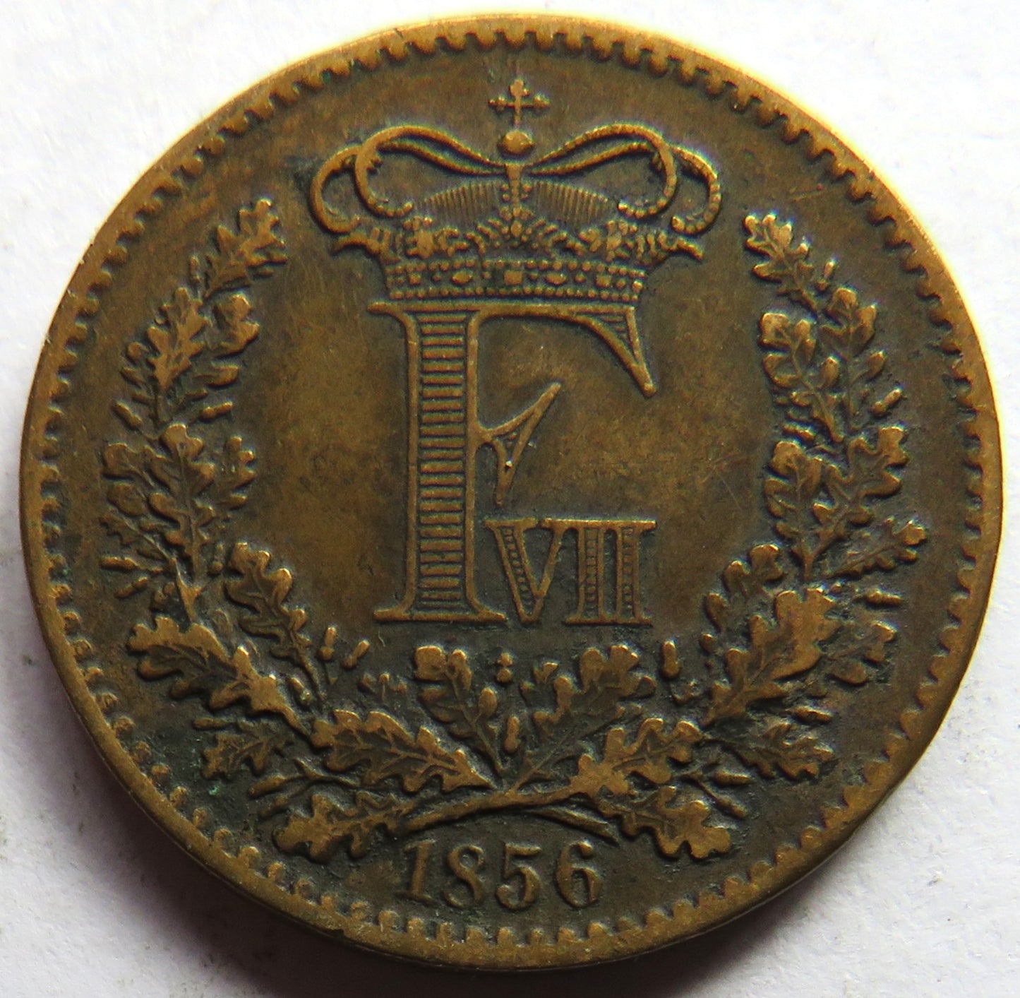 1856 Denmark Skilling Rigsmont Coin
