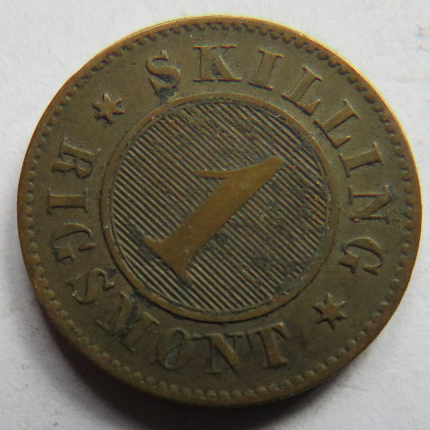 1856 Denmark Skilling Rigsmont Coin