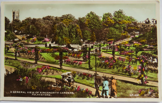 Vintage Postcard of A General View of Kingsnorth Gardens, Folkestone, 1951