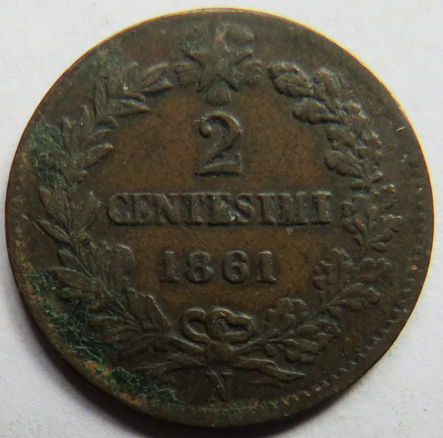 1861 Italy 2 Centesimi Coin