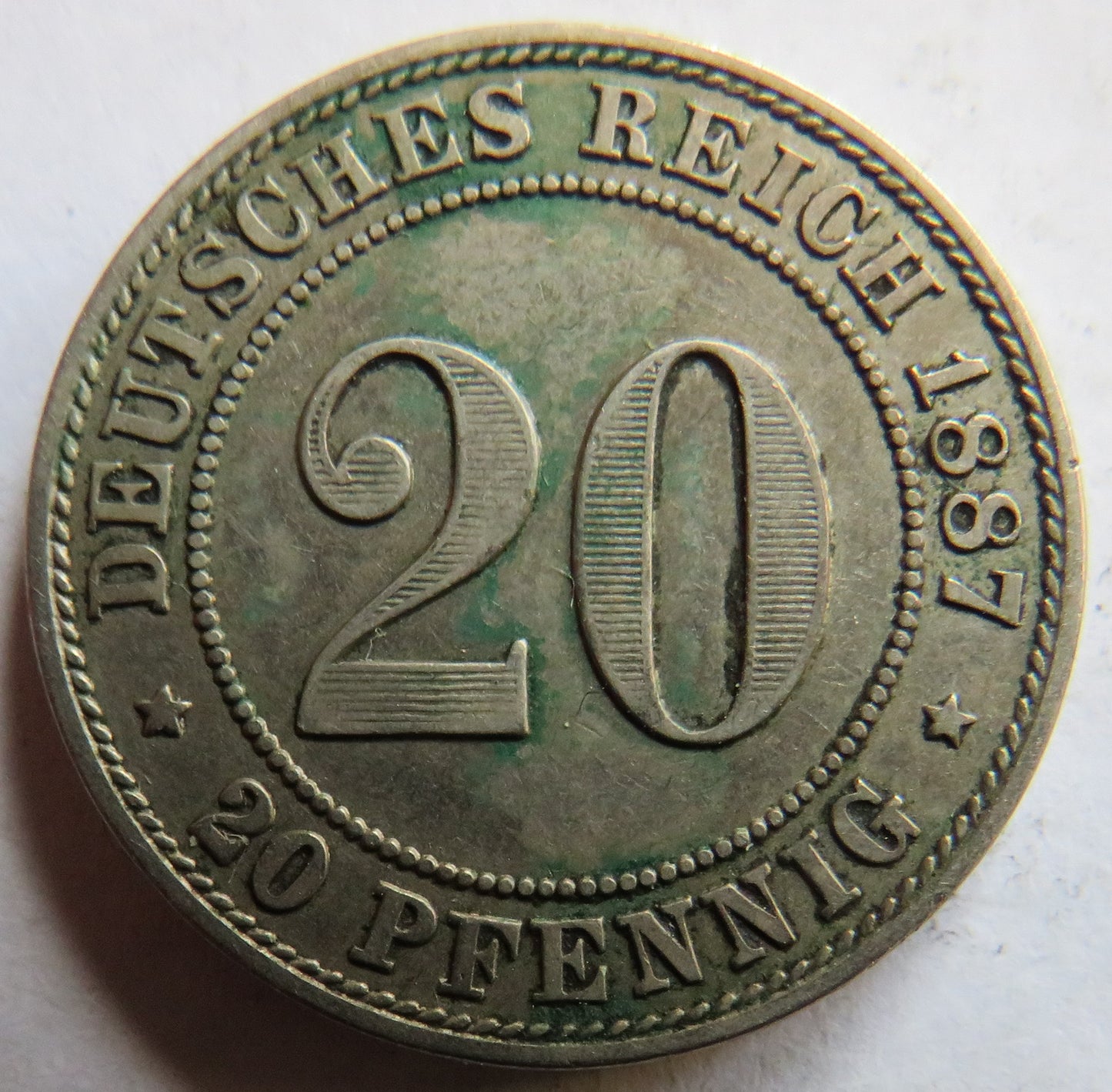 1887-J Germany 20 Pfennig Coin