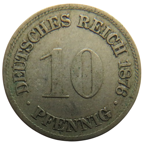 1876-F Germany 10 Pfennig Coin