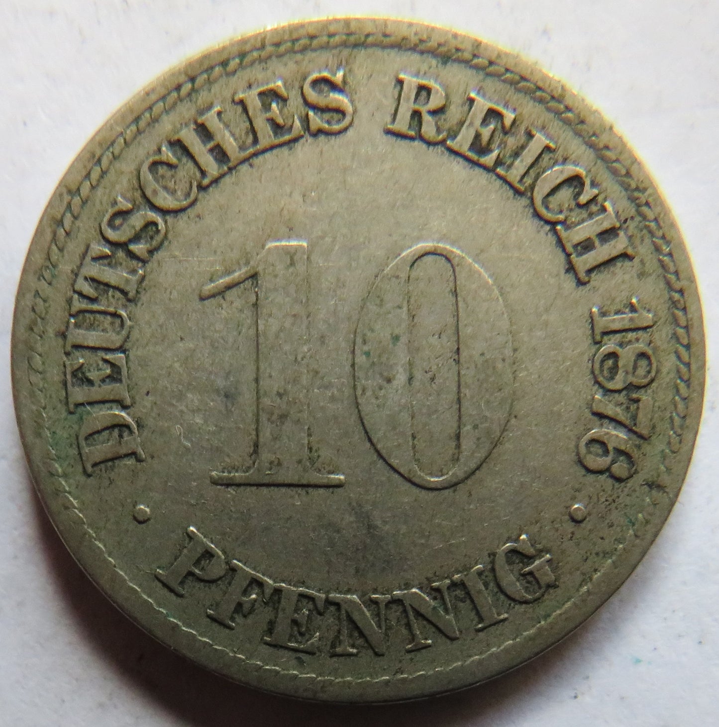 1876-F Germany 10 Pfennig Coin