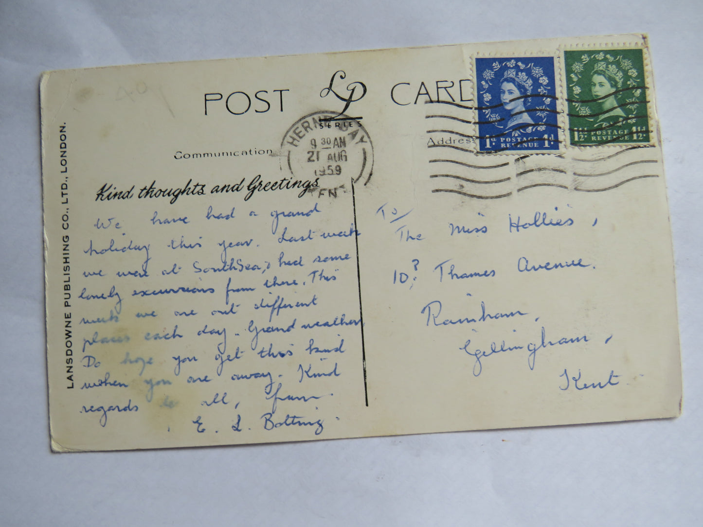 Vintage Postcard of Palm Bay, Cliftonville. 1959