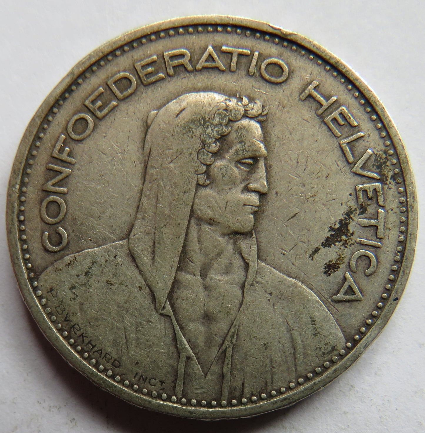 1932 Switzerland Silver 5 Francs Coin