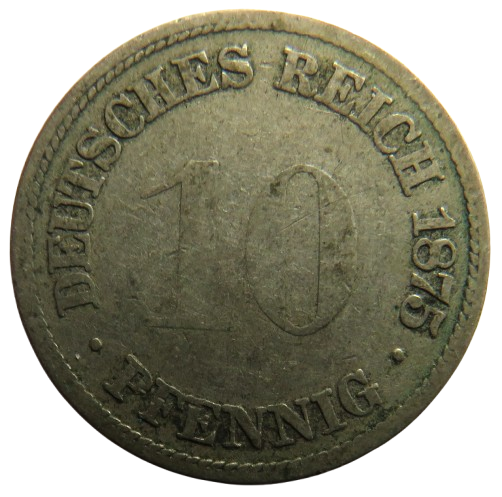 1875-H Germany 10 Pfennig Coin