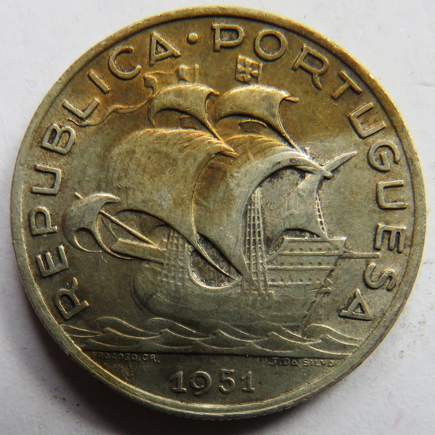 1951 Portugal Silver 5 Escudos Coin