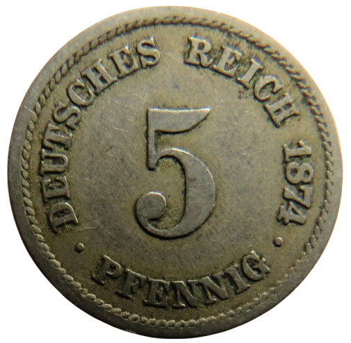 1874-A Germany 5 Pfennig Coin
