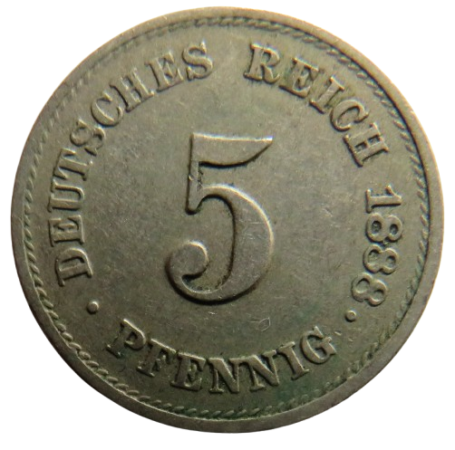 1888-J Germany 5 Pfennig Coin