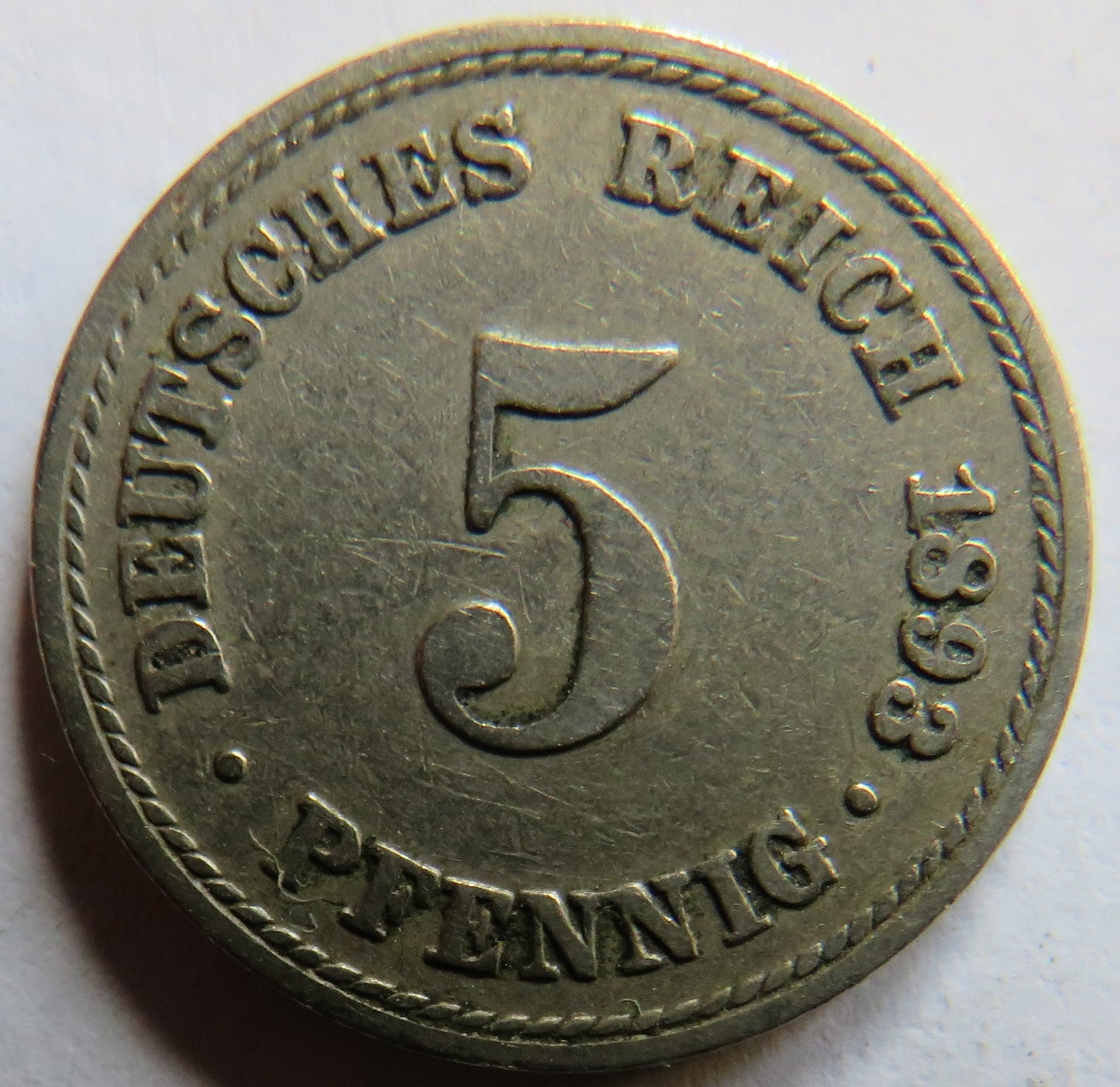 1893-A Germany 5 Pfennig Coin