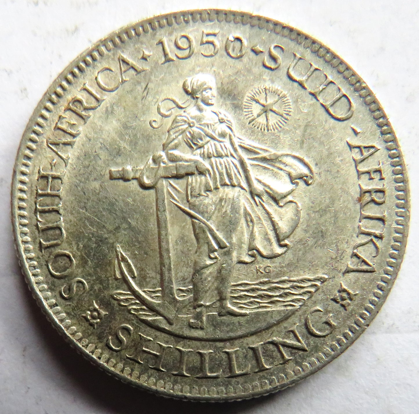 1950 King George VI South Africa Silver Shilling Coin In Better Grade