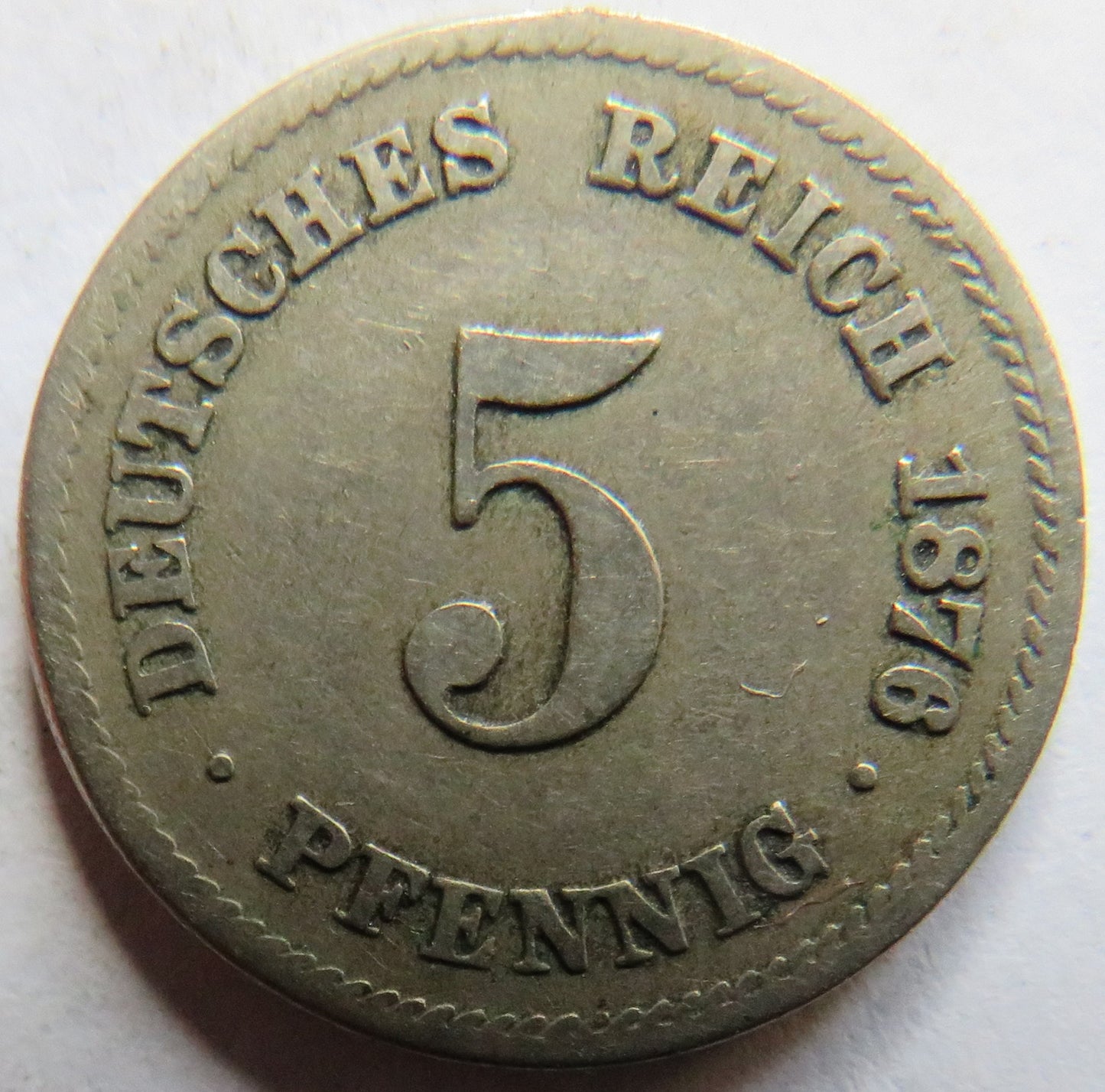 1876-H Germany 5 Pfennig Coin