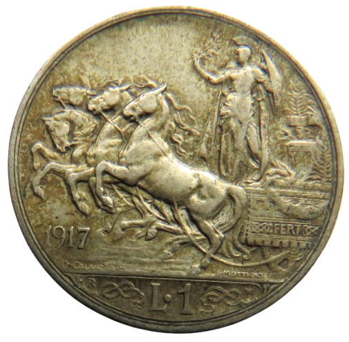 1917 Italy Silver One Lira Coin