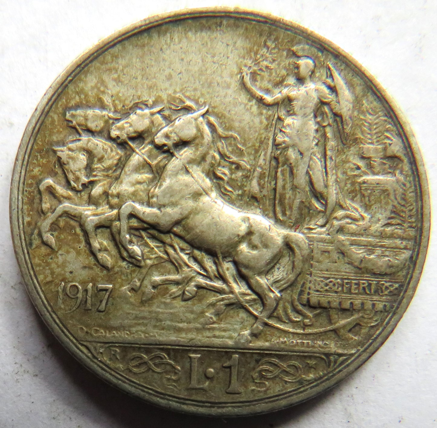 1917 Italy Silver One Lira Coin