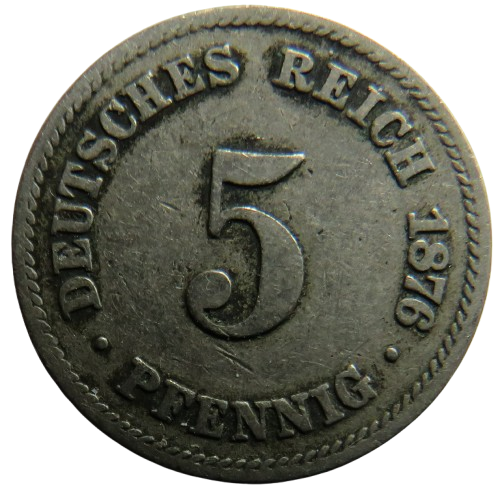 1876-C Germany 5 Pfennig Coin