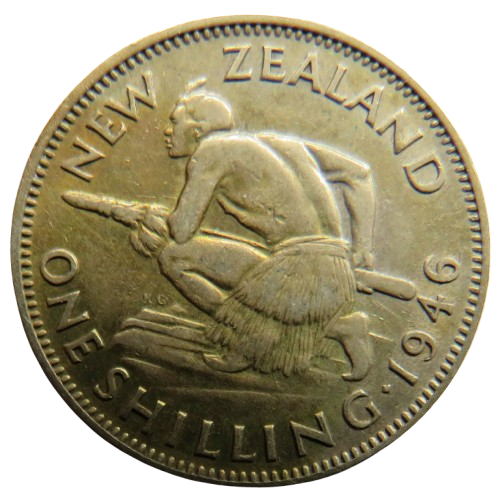 1946 King George VI New Zealand Silver Shilling Coin