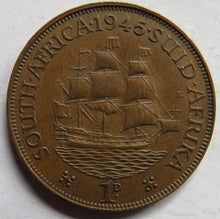 Load image into Gallery viewer, 1945 King George VI South Africa One Penny Coin
