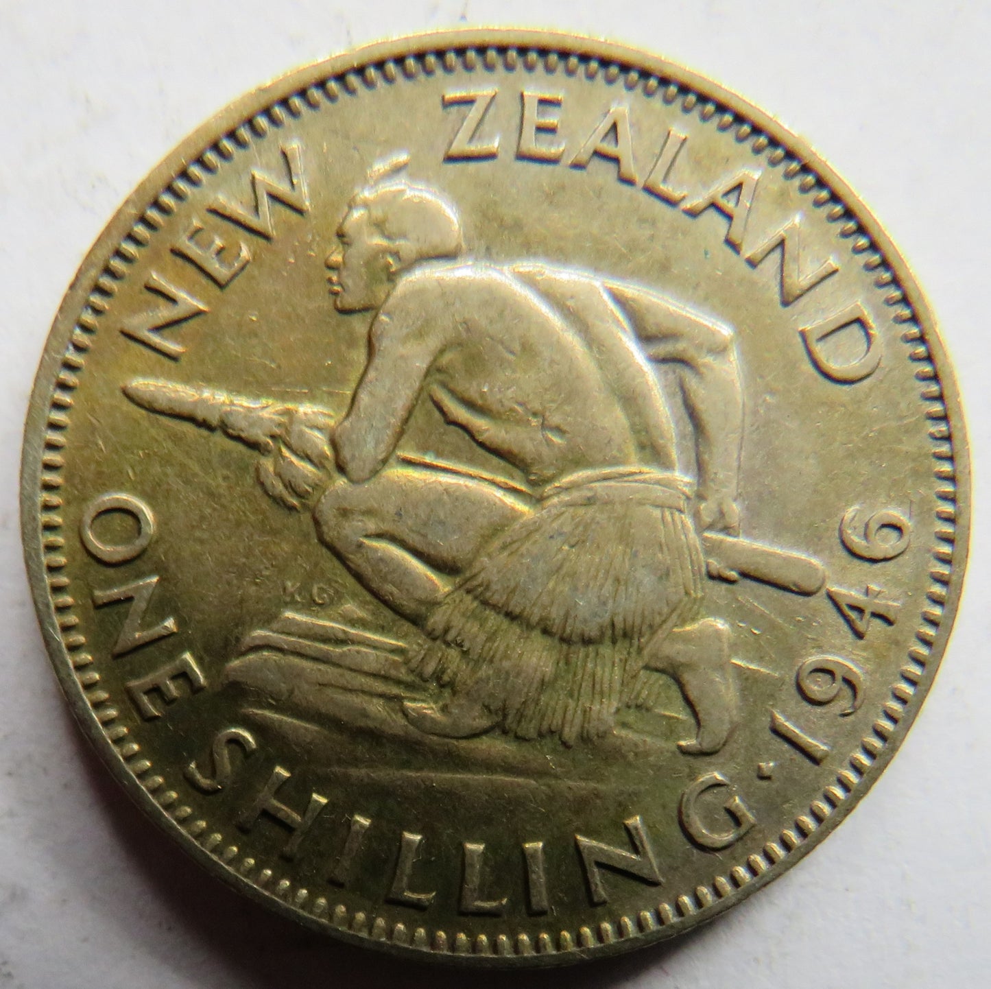 1946 King George VI New Zealand Silver Shilling Coin