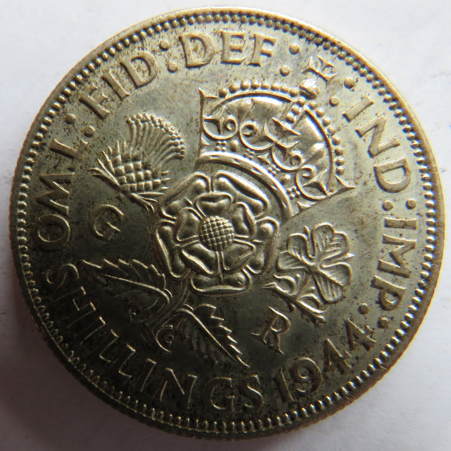 1944 King George VI Silver Florin / Two Shillings Coin
