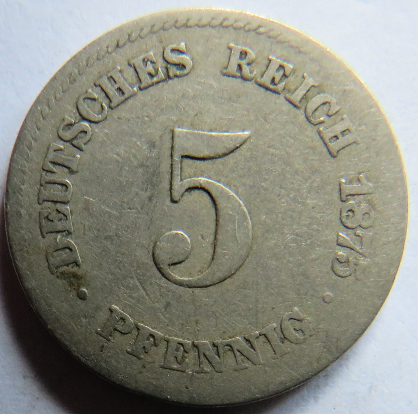1875-H Germany 5 Pfennig Coin Scarce