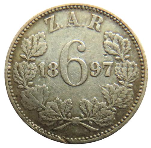 1897 South Africa Silver Sixpence Coin