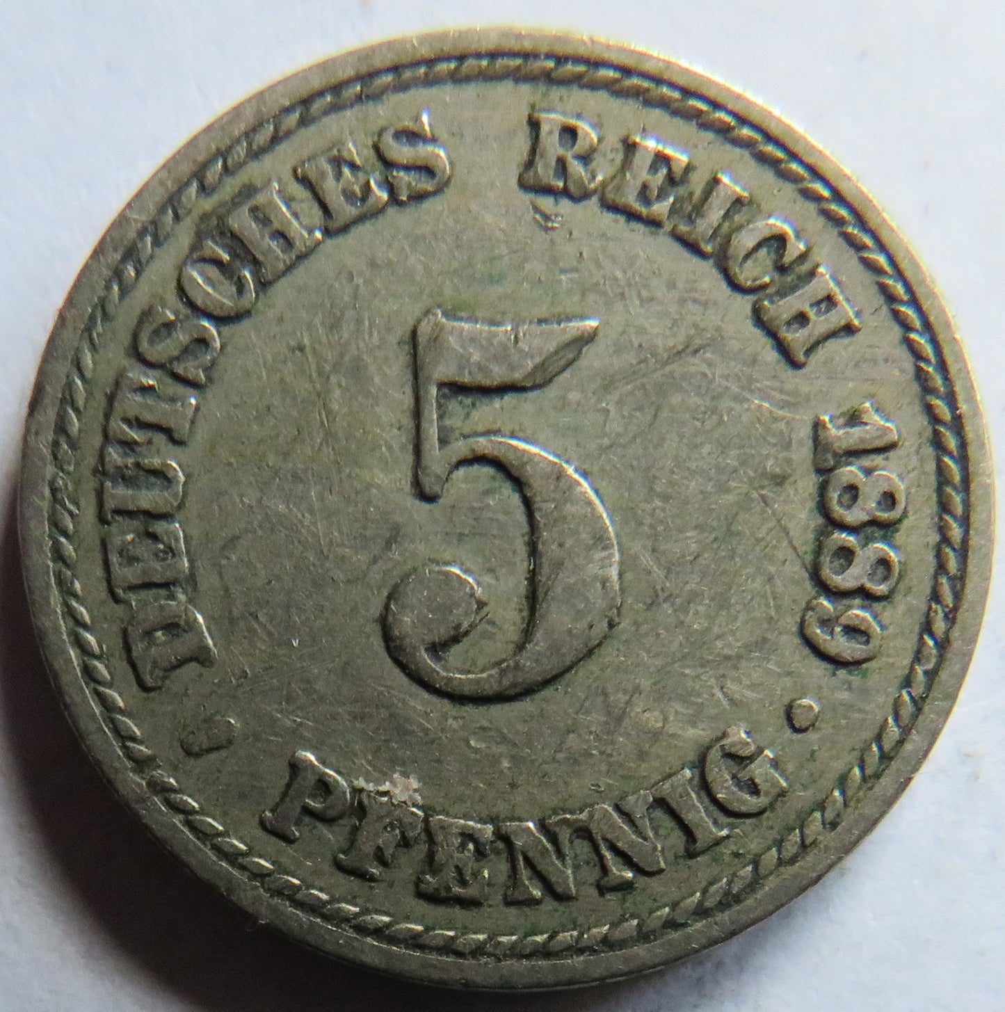 1889-A Germany 5 Pfennig Coin