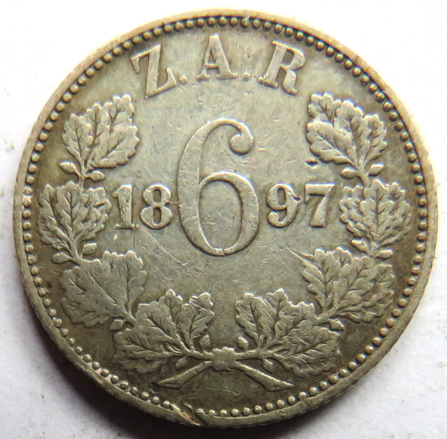 1897 South Africa Silver Sixpence Coin