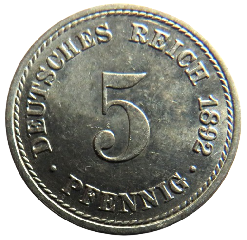 1892-A Germany 5 Pfennig Coin In High Grade