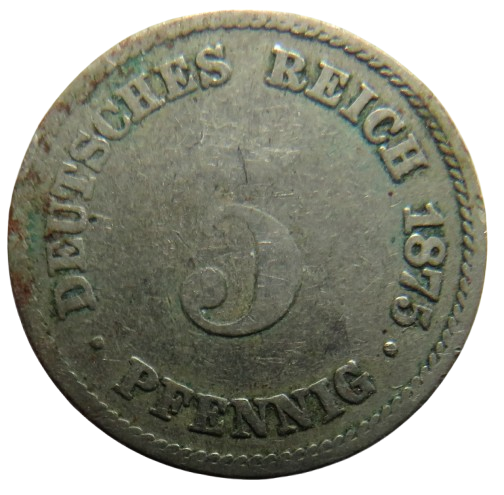 1875-E Germany 5 Pfennig Coin