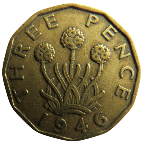 1946 King George VI Threepence Coin Scarce Date - Great Britain