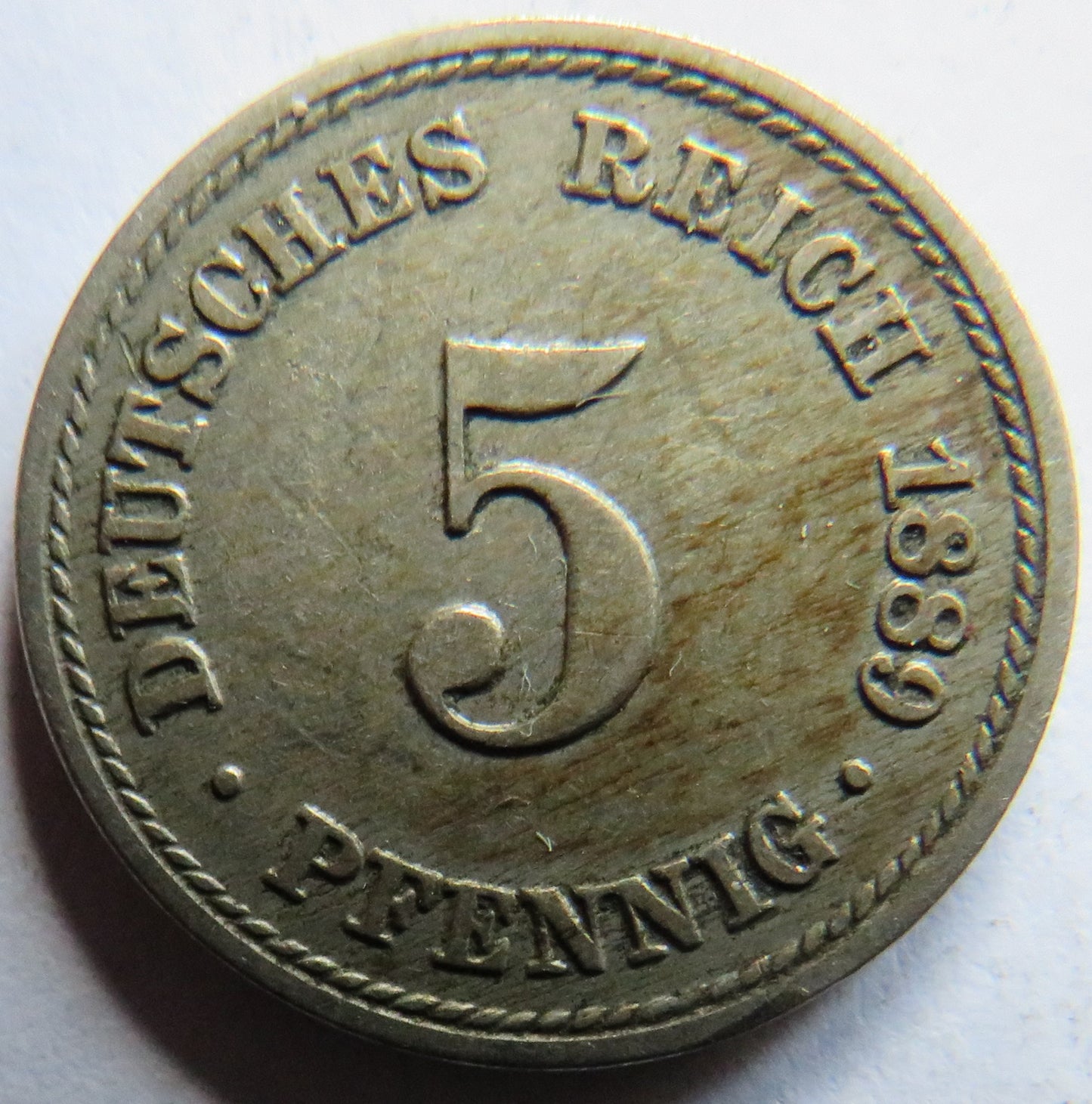 1889-A Germany 5 Pfennig Coin