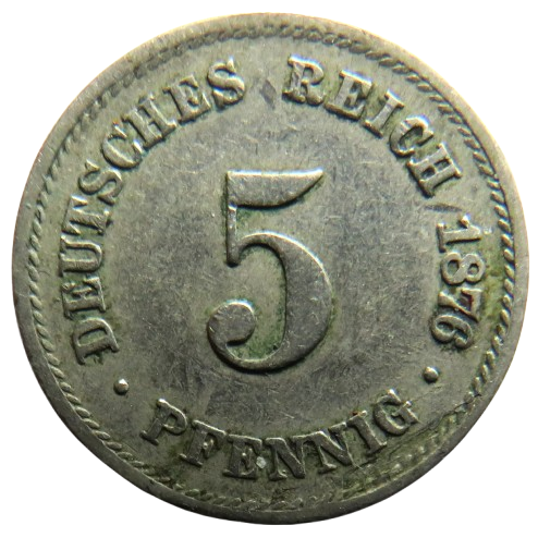 1876-F Germany 5 Pfennig Coin