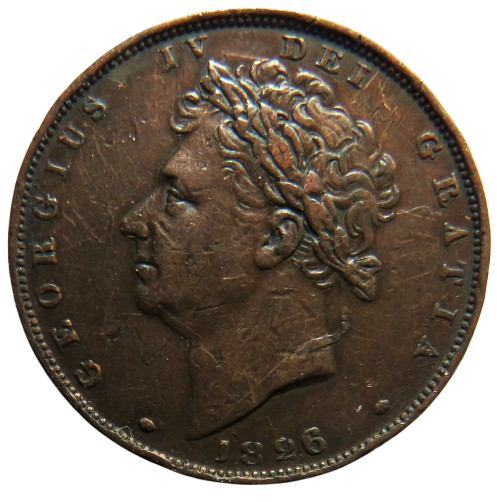 1826 King George IV Farthing Coin - Great Britain