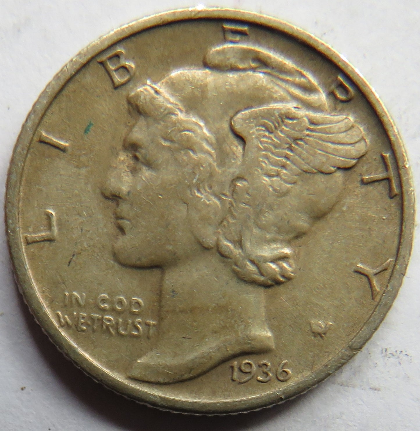 1936 USA Silver Mercury One Dime Coin