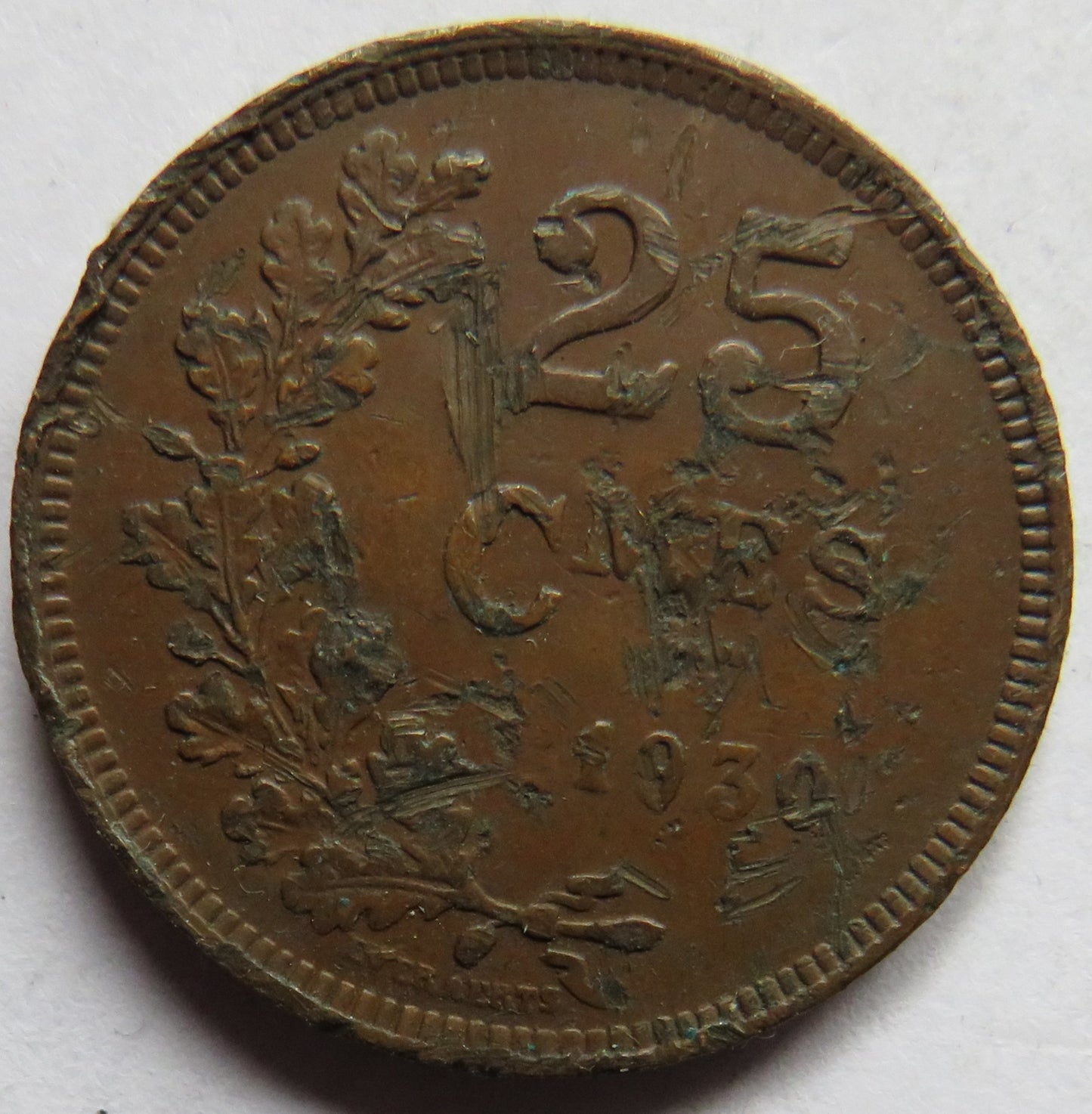 1930 Luxembourg 25 Centimes Coin