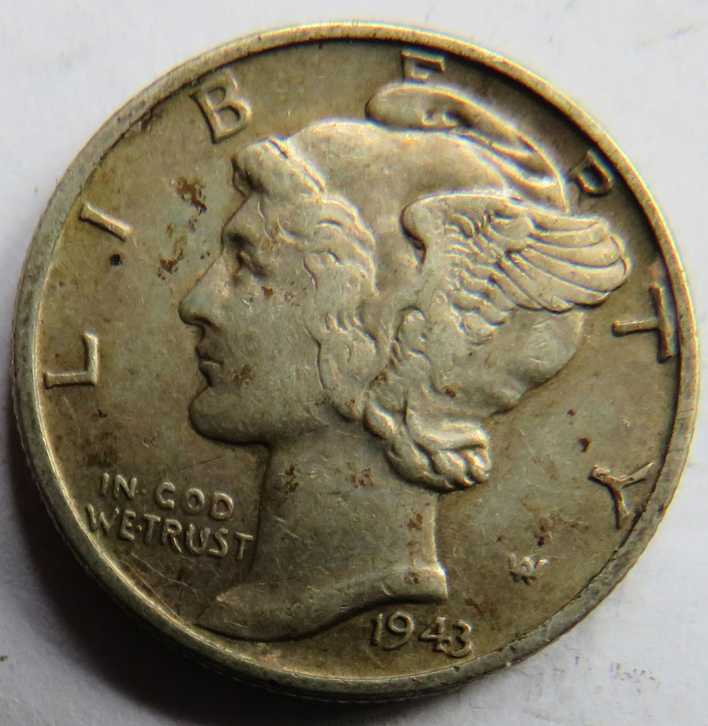 1943 USA Silver Mercury One Dime Coin