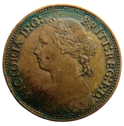 1878 Queen Victoria Bun Head Farthing Coin - Great Britain