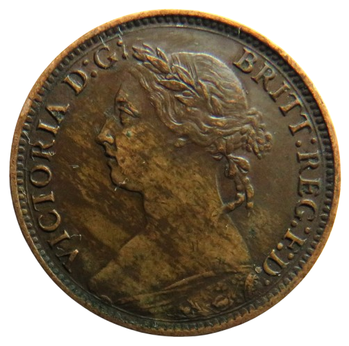 1884 Queen Victoria Bun Head Farthing Coin - Great Britain