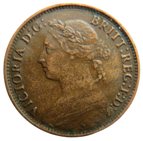 1884 Queen Victoria Bun Head Farthing Coin - Great Britain