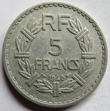 Load image into Gallery viewer, 1946 France 5 Francs Coin
