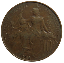 Load image into Gallery viewer, 1913 France 10 Centimes Coin
