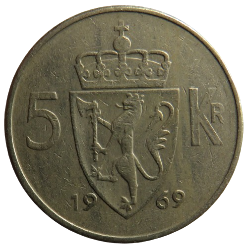 1969 Norway 5 Kroner Coin