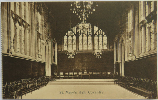 Vintage Postcard of St. Mary's Hall, Coventry