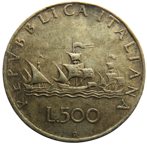1960 Italy Silver 500 Lire Coin