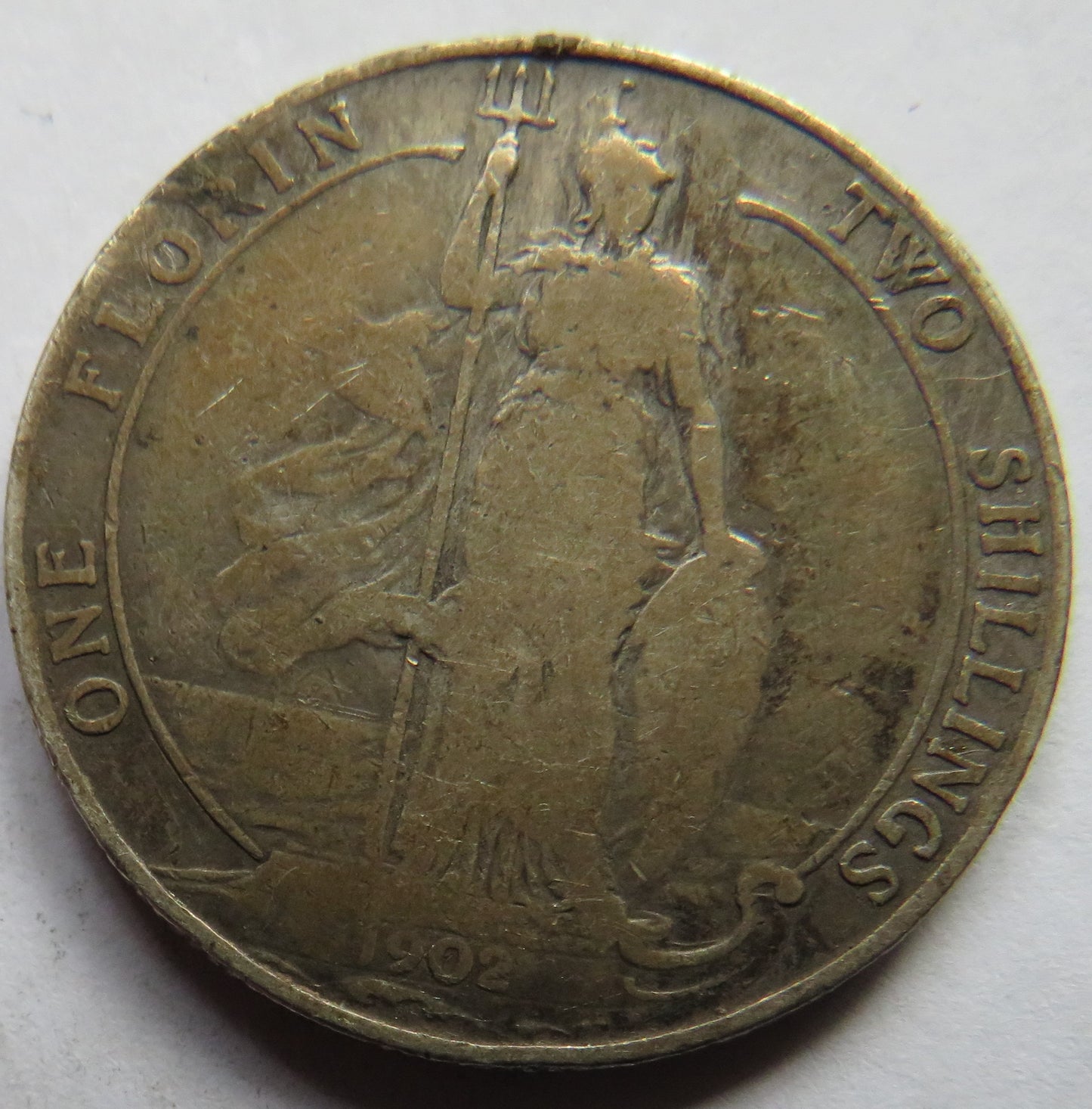 1902 King Edward VII Silver Florin / Two Shillings Coin - Great Britain