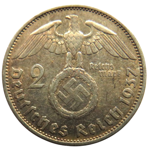 1937-A Germany - Third Reich Silver 5 Reichsmark Coin