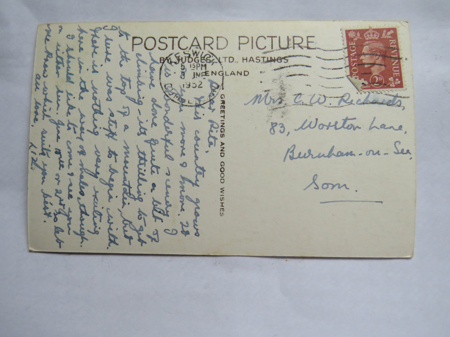 Vintage Postcard of Derwentwater 1952