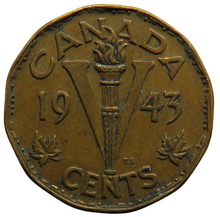 Load image into Gallery viewer, 1943 King George VI Canada 5 Cents Coin
